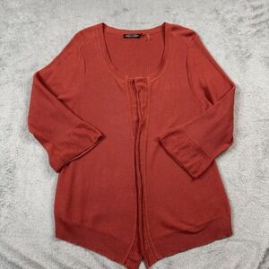 NWT ZOZO Cardigan Women XL Burnt Orange Open Front Silk Blend Knit Sweater
